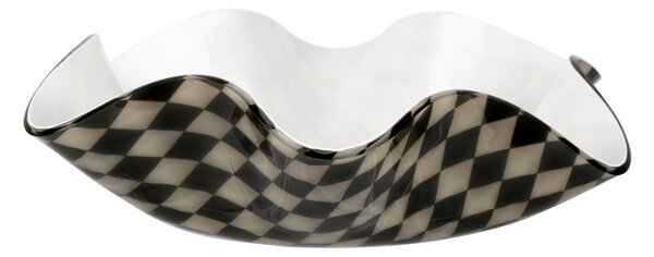 Centrotavola, Portafrutta Medio in cristallo acrilico Foulard decor Dimensioni 33xh10 cm colore multicolor