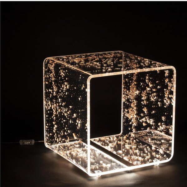 Comodino Lampada a LED Future Bronzo 37,5x37,5xh37,5 cm18 W -24 volt 6.000 K in Cristallo acrilico inciso Bronzo