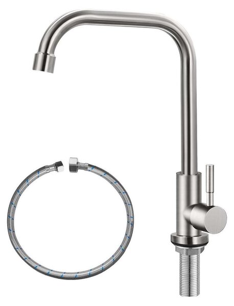 Rubinetto per acqua fredda, miscelatore da cucina, acciaio inossidabile, finitura nickel spazzolato, monoblocco