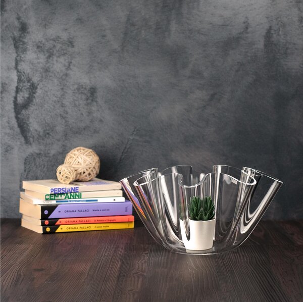 Porta vaso contenitore in cristallo acrilico LIke Water Versione Big diametro 28xh16 cm spessore 5 mm colore trasparente