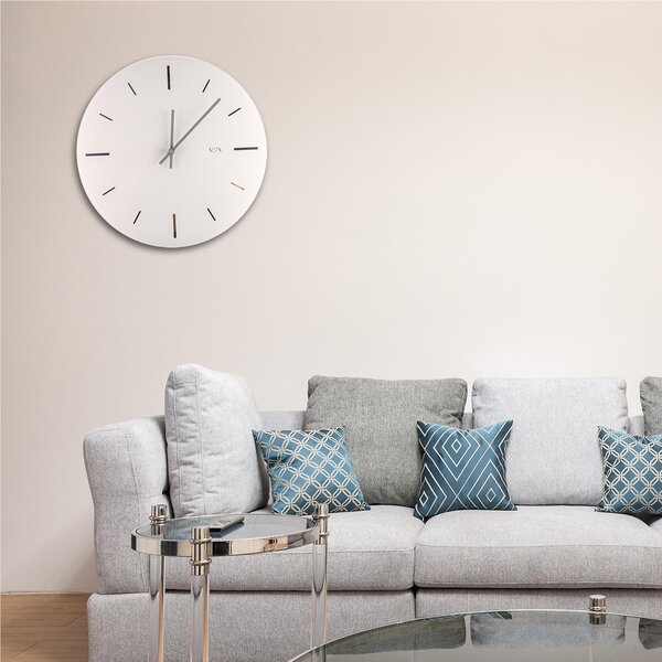 Orologio da muro tondo in plexi bicolore R 2 con lancette argento a specchio 40x1.2 cm Spessore plexi mm 5. fondo Bianco
