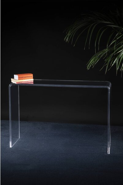 Consolle Tavolo in Cristallo acrilico piegato a caldo Simply , dimensioni 114,5x31xH76,5 cm, spessore 15 mm colore trasparente
