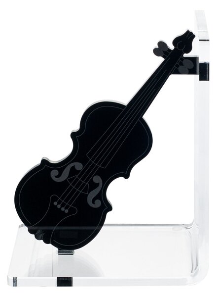Reggilibro Collezione Musica in Cristallo Acrilico Violino 15.5x10x h 20 cm Trasparente e Nero