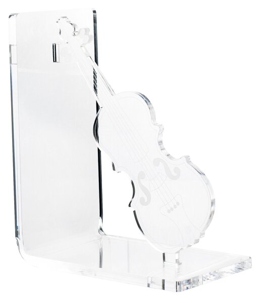 Reggilibro Collezione Musica in Cristallo Acrilico Violino 15.5x10x h 20 cm Trasparente e Nero