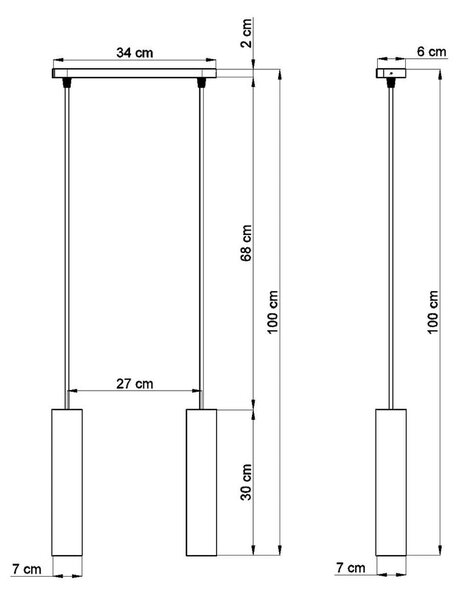 Lampada a sospensione in cemento, lunghezza 34 cm Fadre - Sollux