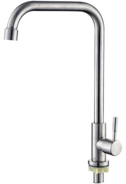 Rubinetto da cucina in acciaio inossidabile, girevole, monocomando, per acqua fredda, ideale per la preparazione di verdure e per il lavandino