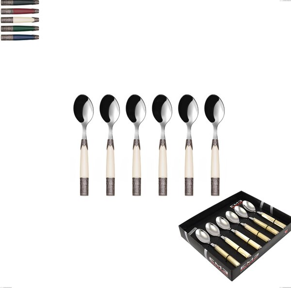 Confezione vetrina 6 pezzi cucchiaino caffe aria, acciaio 18/10 aisi304 colorato