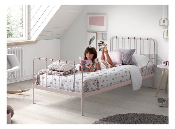 Lettino per bambini in metallo rosa , 90 x 200 cm Alice - Vipack