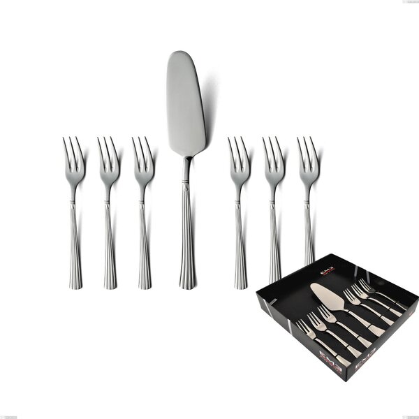 Confezione vetrina 7 pezzi dolce bavaria, Acciaio inox (Aisi 304) lucido stile classico