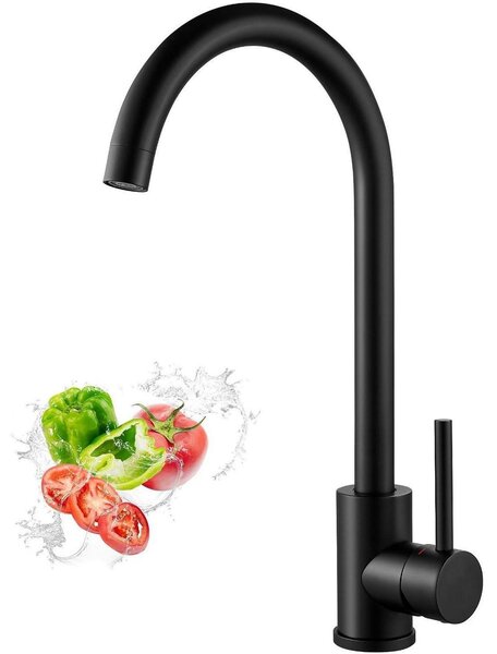 Miscelatore da cucina in acciaio inossidabile 304, con bocca girevole a 360°, finitura nero opaco