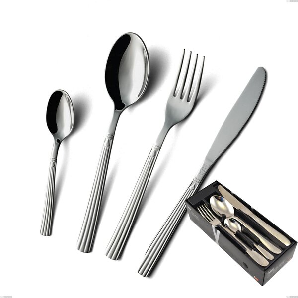 Confezione salvaspazio 24 pezzi coltello economico bavaria, Acciaio inox (Aisi 304) lucido stile classico