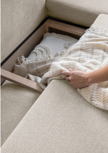Divano letto angolare beige L, angolo destro Scandic Lagom - Miuform