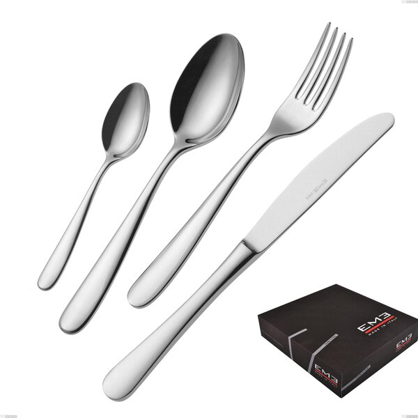 Set di posate 75 pezzi Beta in confezione regalo, 18.10 (AISI304), spessore 4mm, finitura inox lucido a specchio