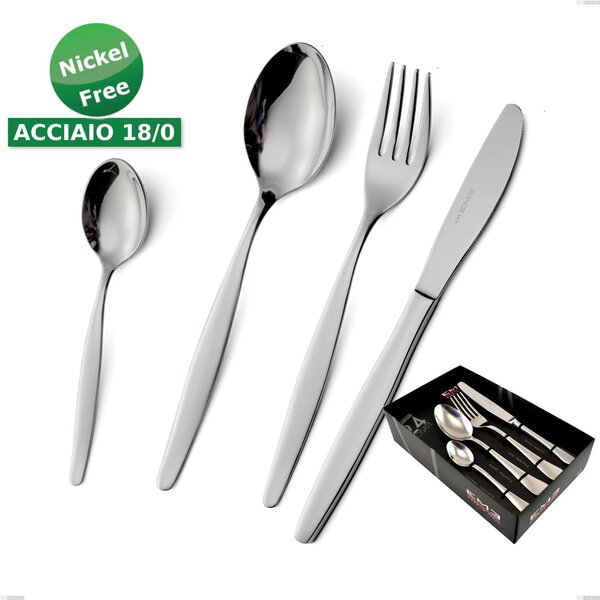 Servizio Posate 24 Pezzi BEME in acciaio inox 18/0 (ASI 430 ) lucidato a specchio 2,0 mm di spessore Nichel Free cromo lucido