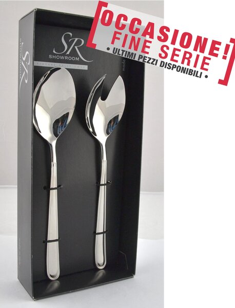 Coppia insalata Medea , in Acciaio inox 18.10 (AISI 304) 26 cm , manici in acciaio in confezione vetrina