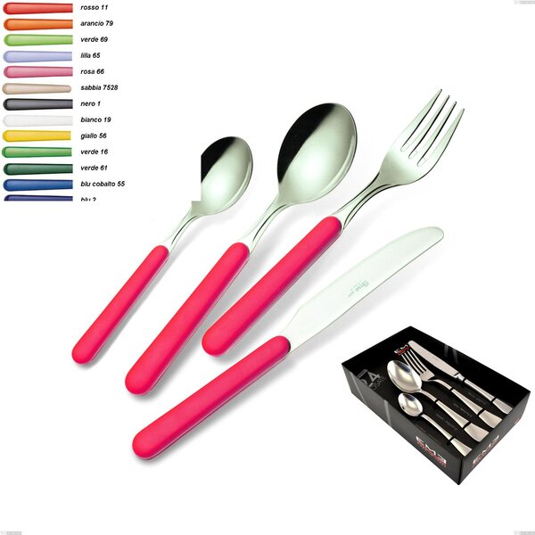 Set Posate Colorate 24 pezzi BONITA in acciaio 18C in confezione Vetrina