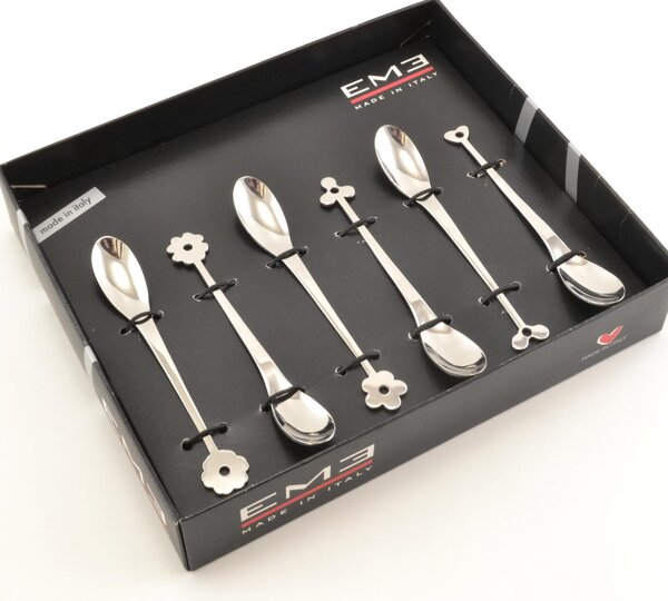 Cucchiaino Cappuccino e Macedonia CADEAU in acciaio 18.10 AISI430 126 mm assortiti in confezione Vetrina