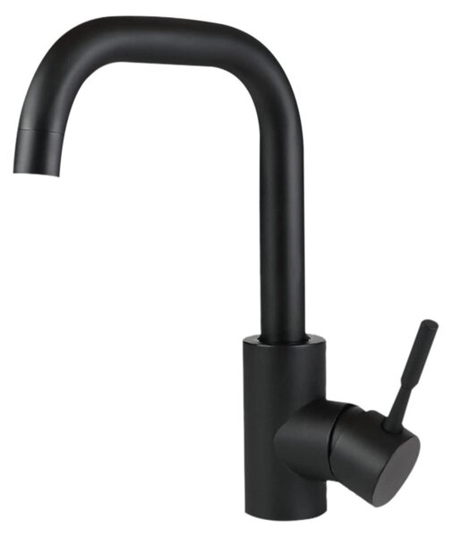 Miscelatore per lavabo da bagno, nero opaco, acciaio inossidabile, girevole a 360°