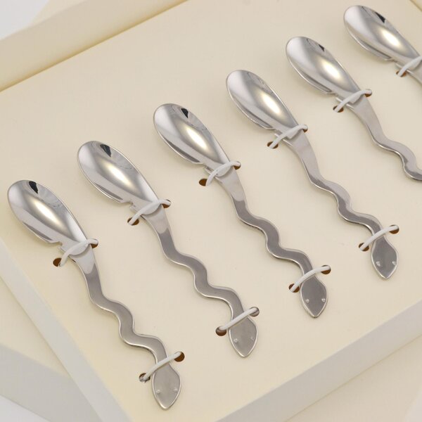 Cucchiaini Espresso Moka 6 pezzi Temptation in acciaio inox 18/10 lucido 2 mm in confezione Bomboniera