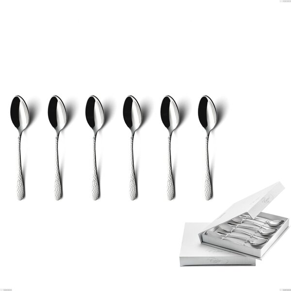Confezione a libro 6 pezzi cucchiaini caff� cortina, Acciaio inox (Aisi 304) acciaio martellato lucido