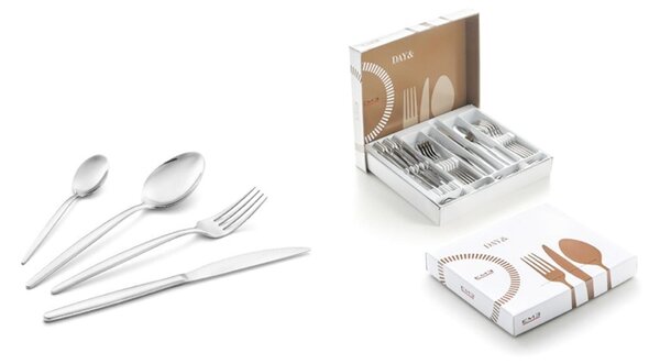 SERVIZIO SET 24 POSATE IN ACCIAIO LUCIDO DAY EME IN CONFEZIONE regalo 3 mm 18/C (AISI430) inox lucido