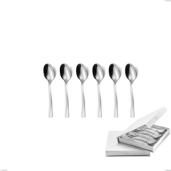 Confezione a libro 6 pezzi cucchiaini caff� doram, Acciaio inox Aisi 304 lucido, spessore 2.5 mm