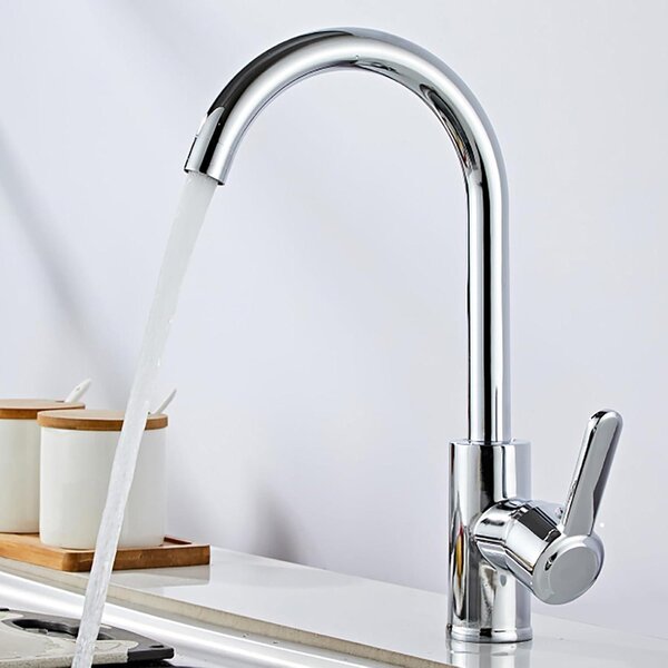 Rubinetto da cucina, girevole a 360°, in acciaio inossidabile cromato, per acqua fredda e calda
