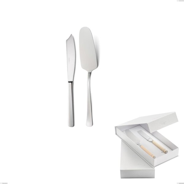 Confezione a libro 2 pezzi,paletta pi� coltello dolce da servizio doram, Acciaio inox Aisi 304 lucido, spessore 2.5 mm