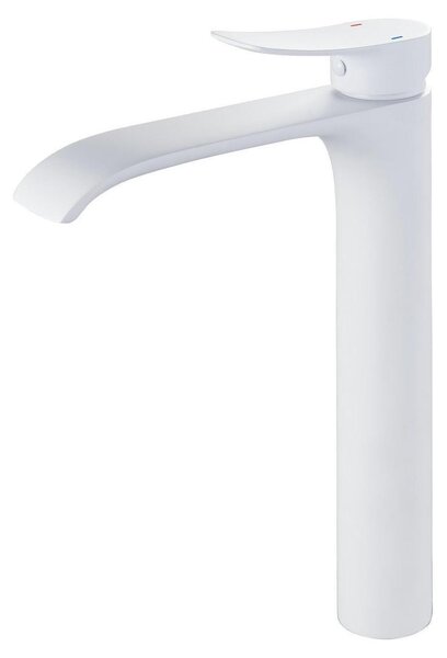 Miscelatore monocomando per lavabo da bagno, rubinetto a cascata, finitura bianca, materiale: ottone, valvola in Vetroceramica