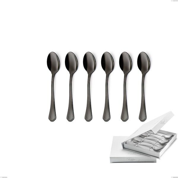 Confezione a libro 6 pezzi cucchiaini caff� Domus Black , Acciaio 18/10 Finitura PVD, spessore 3 mm
