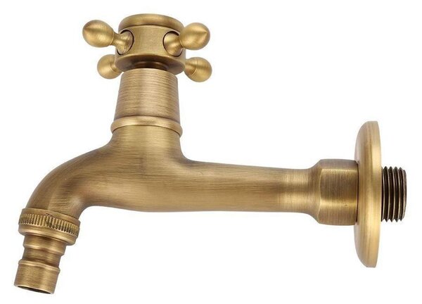 Miscelatore per lavabo da montare a parete, azionamento con una sola mano, in ottone, finitura dorata, modello a collo lungo