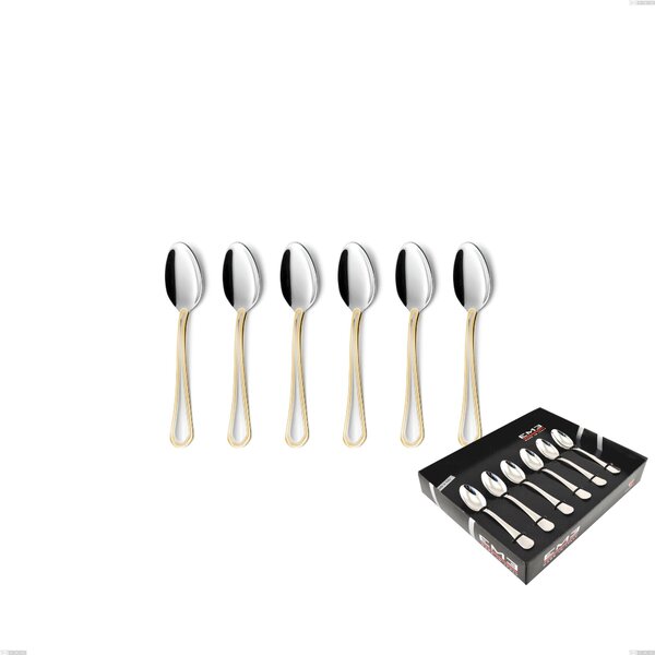Confezione vetrina 6 pezzi moka Domus Oro, acciaio 18-10, oro 24 carati lucido, spessore 3 mm