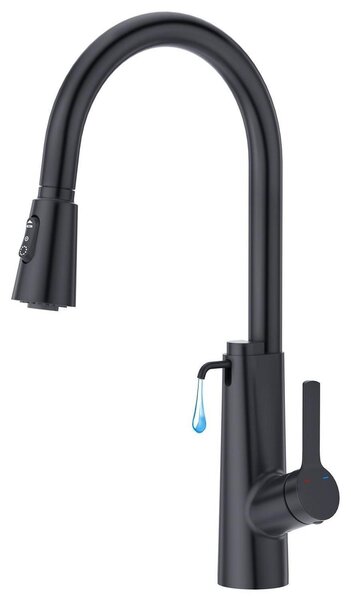 Rubinetto da cucina con dispenser per sapone, rubinetto per lavello ad alta pressione, 3 modalità, finitura nera opaca
