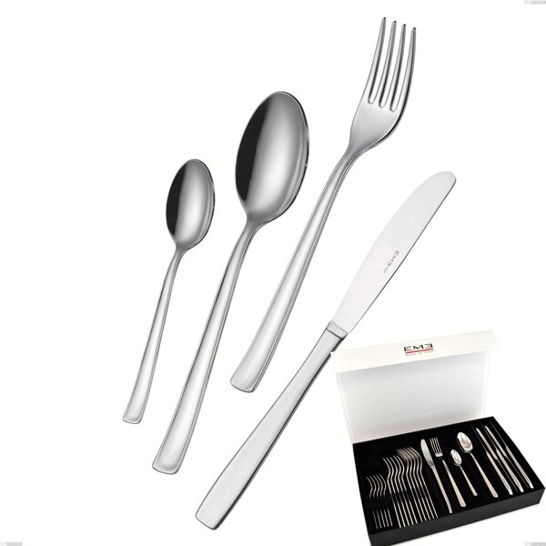 Set di posate 24 pezzi Duna in confezione panoramica a libro coltello economico, Acciaio inox (Aisi 304) lucido
