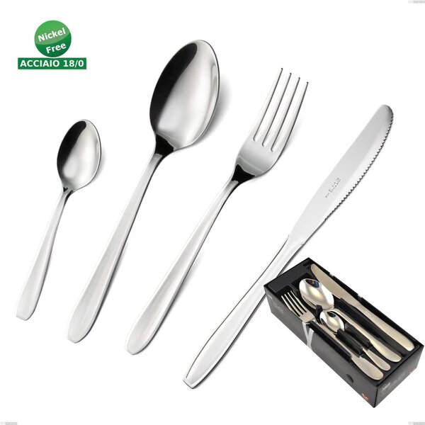 Servizio Posate 24 Pezzi ECO in acciaio inox 18/C lucidato a specchio 1,5 mm di spessore Nichel Free