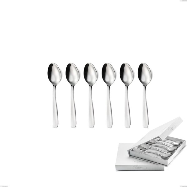 Confezione a libro 6 pezzi cucchiaini caff� eco, Acciaio inox Aisi 430 NIchel Free Posate Lucide, spessore 1.5 mm