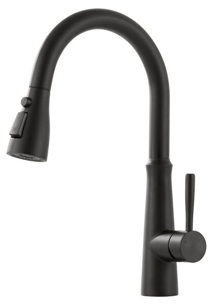 Miscelatore da cucina estraibile, girevole a 360°, colore nero, acciaio inossidabile