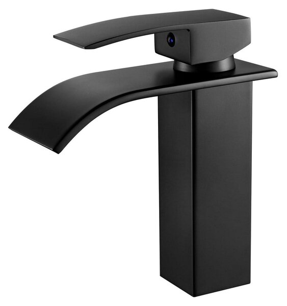 Miscelatore per lavabo monocomando a cascata, nero opaco, 105 mm