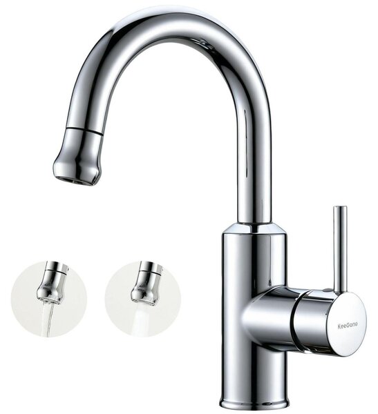 Rubinetto da bagno con doccetta estraibile, miscelatore con 2 tipi di getto, finitura cromata argentata