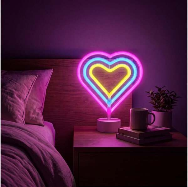 Decorazione da tavolo neon a LED LED/2W/3xAA USB a forma di cuore