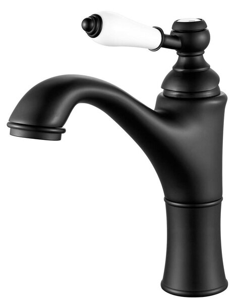 Miscelatore monocomando nero per lavabo, in ottone, con valvola in Vetroceramica, attacco G3/8