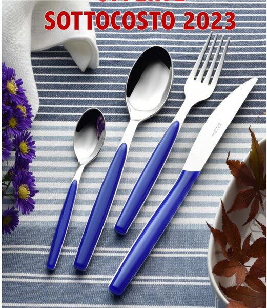 Set Posate colorate 24 pezzi un posto tavola DREAM 6 Coltello 6 Forchetta 6 Cucchiaio 6 Cucchiaino caffe in acciaio 18/0 (AISI430) Nichel Free blu