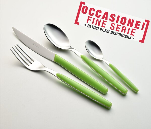 Set Posate colorate 24 pezzi un posto tavola DREAM 6 Coltello 6 Forchetta 6 Cucchiaio 6 Cucchiaino caffe in acciaio 18/0 (AISI430) Nichel Free Verde