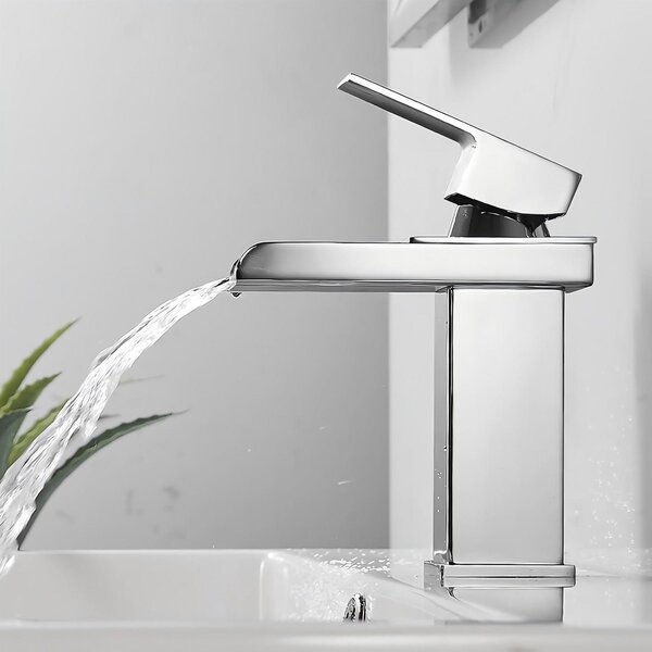 Miscelatore monocomando in acciaio inossidabile, ottone cromato, per lavabo a cascata, con controllo dell'acqua calda e fredda