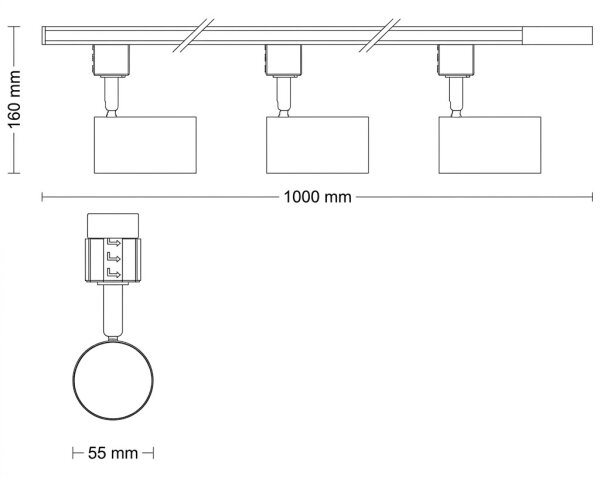 Philips - Faretto LED dimmerabile per binario, sistema EASYLINK, 3x GU10/6,2W/230V, 1 m, nero
