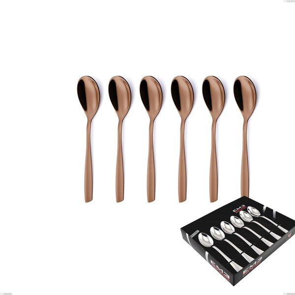 Confezione vetrina 6 pezzi caff� ELeven PVD Chocolate, Acciaio 18/10 lucido, spessore 2.5 mm, PVD chocolate