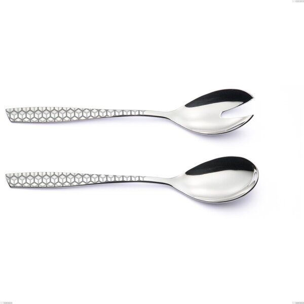 Coppia insalata eleven exa, Acciaio inox Aisi 304 Acciaio lucido disegno laser, spessore 2.5mm, lunghezza 253 mm