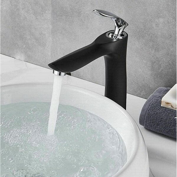 Miscelatore per lavabo da bagno, nero, in ottone, monocomando, con un foro