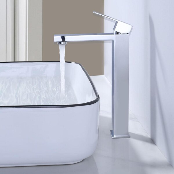 Miscelatore per lavabo, monocomando, acciaio inossidabile, finitura cromata, con erogatore alto