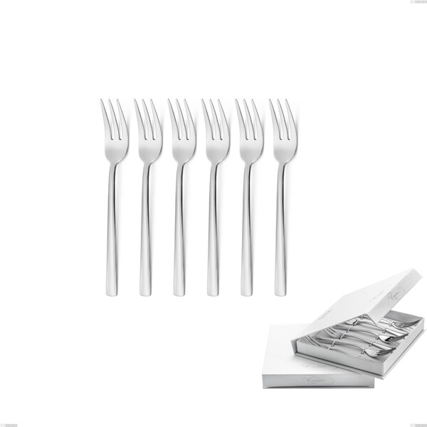 Confezione a libro 6 pezzi forchette dolce fashion, acciaio 18/10 aisi 304 inox lucido, spessore 3 mm mm
